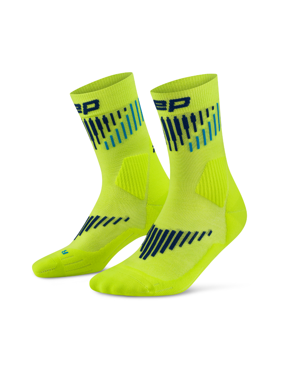 CEP Core Run Merino Mid Cut Sokken 3.0 - lime/blauw