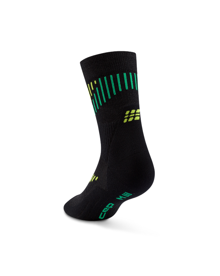 CEP Core Run Merino Mid Cut Sokken 3.0 - zwart/lime