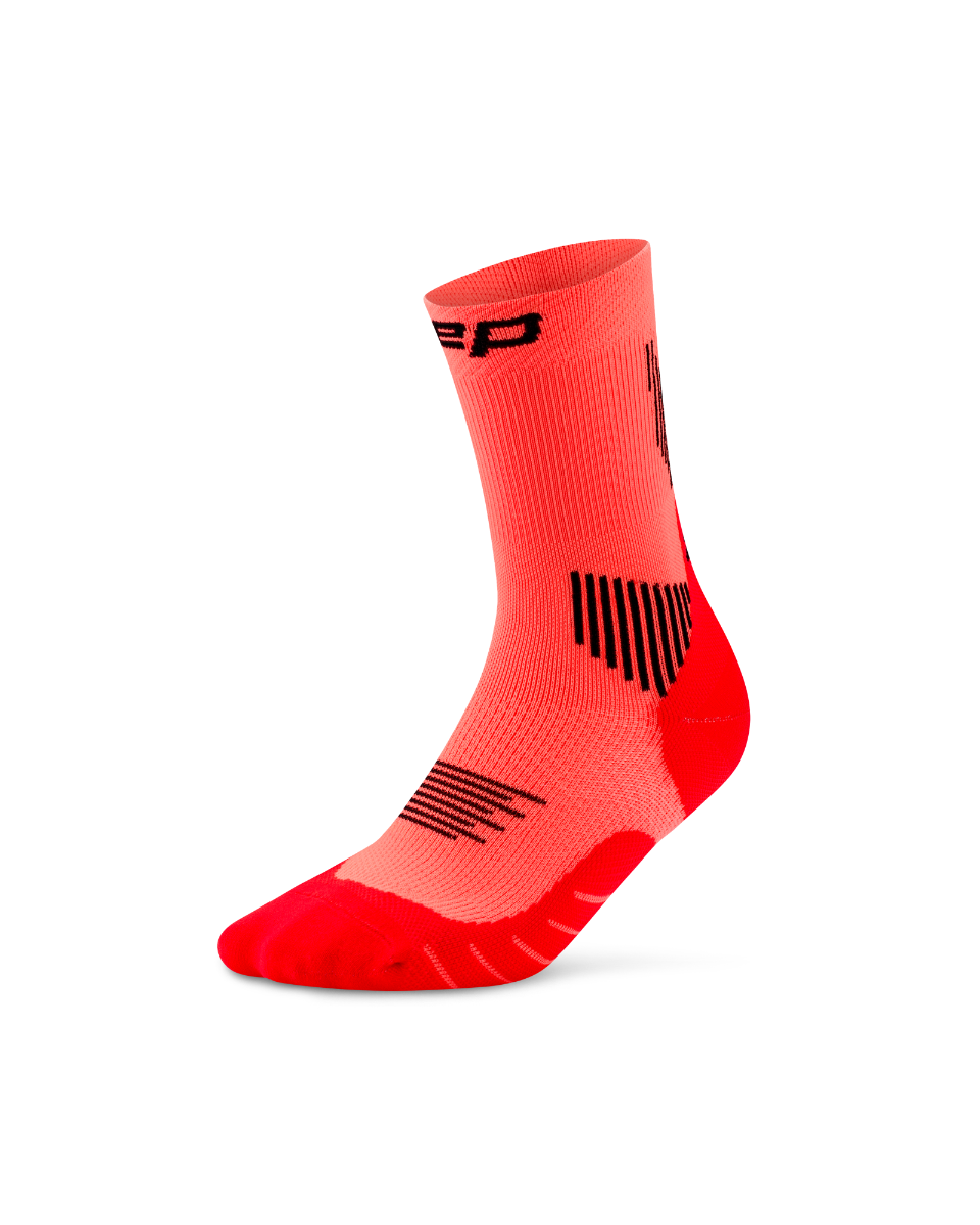 CEP Core Run Mid Cut Sokken 5.0 - neon koraal