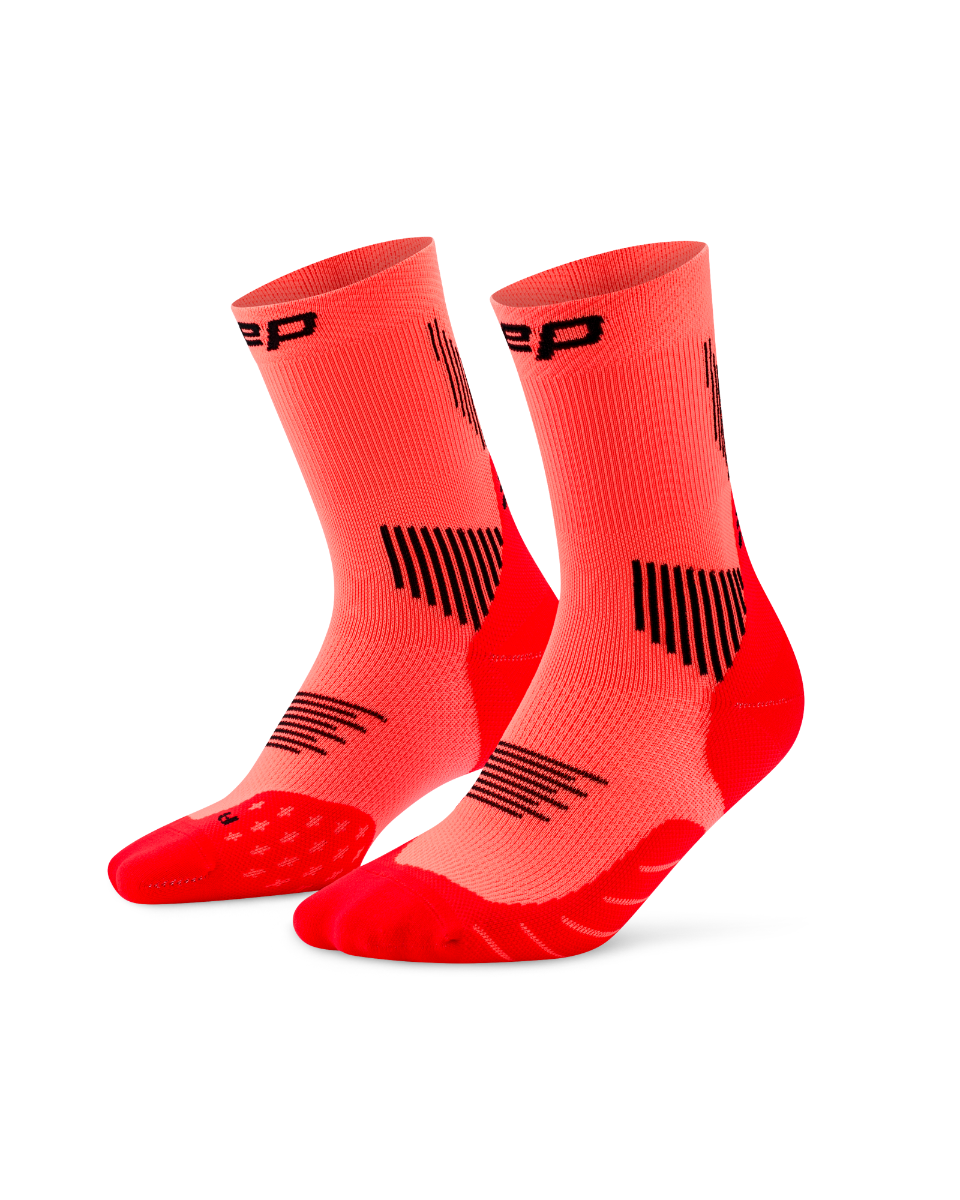 CEP Core Run Mid Cut Sokken 5.0 - neon koraal