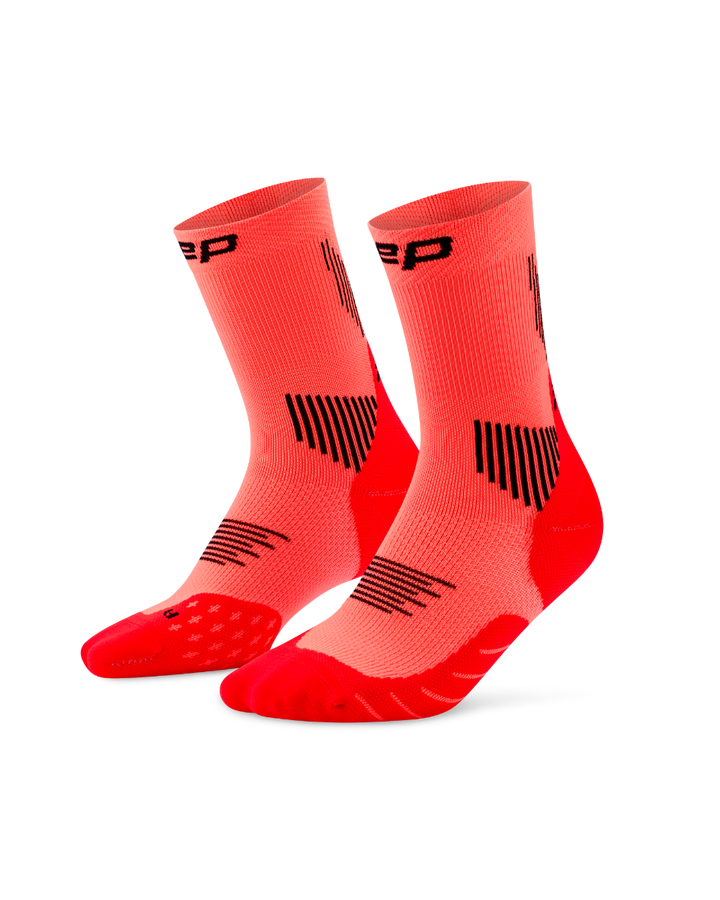 CEP Core Run Mid Cut Sokken 5.0 - neon koraal