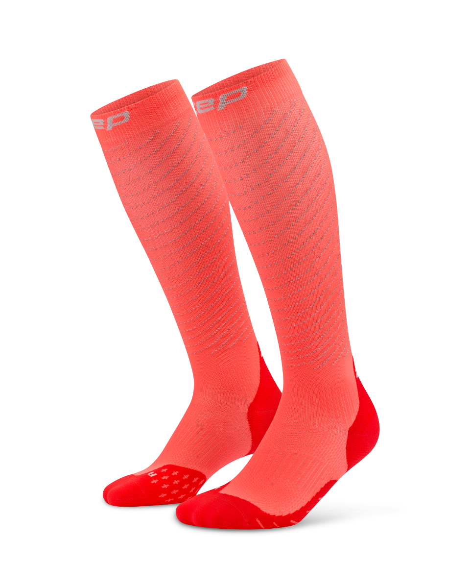CEP Pro Run Reflective Compressiekousen 3.0 - neon koraal