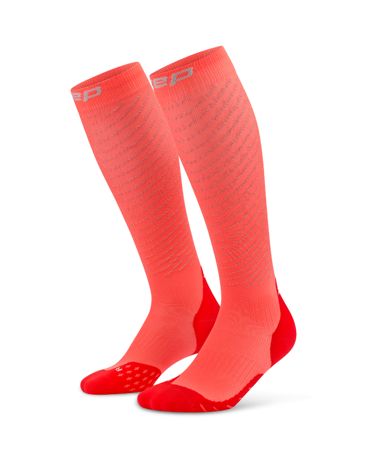 CEP Pro Run Reflective Compressiekousen 3.0 - neon koraal