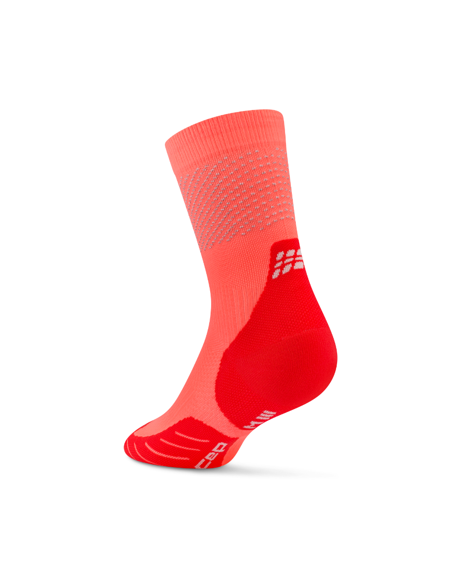 CEP Pro Run Reflective Mid Cut Sokken 3.0 - neon koraal