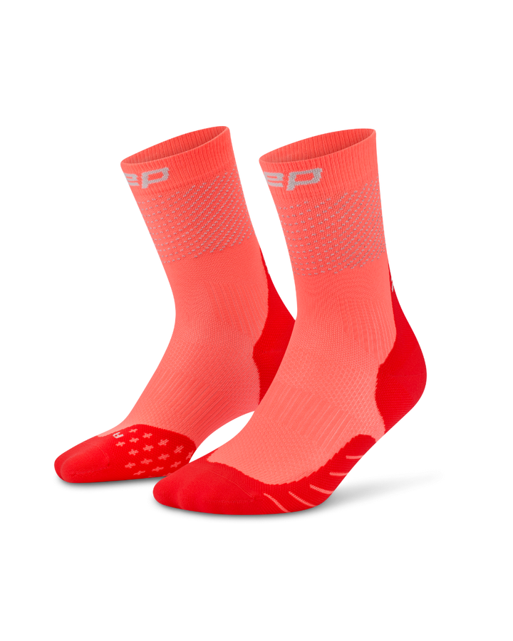 CEP Pro Run Reflective Mid Cut Sokken 3.0 - neon koraal