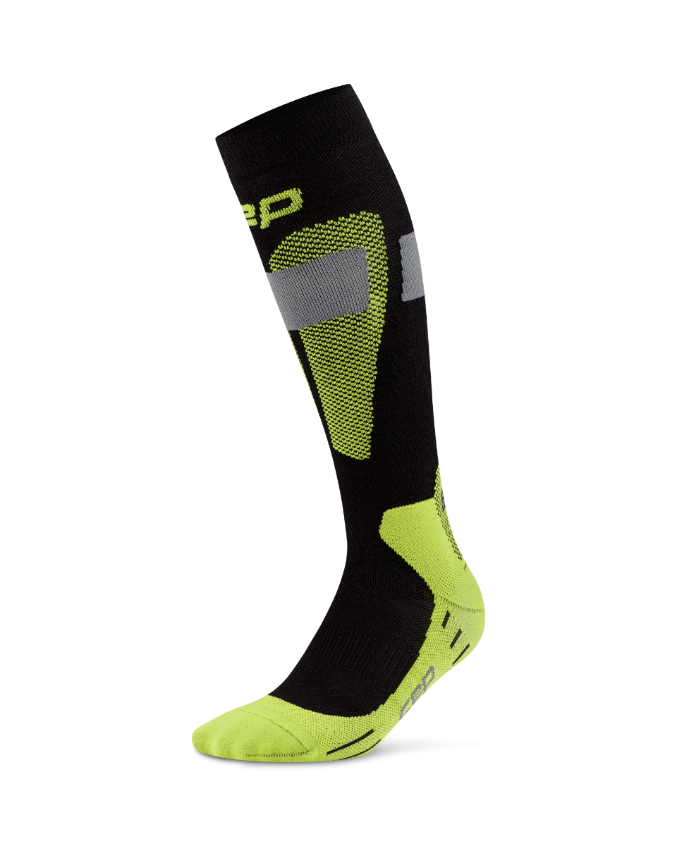 CEP Ski Merino Skisokken 3.0 - zwart/lime