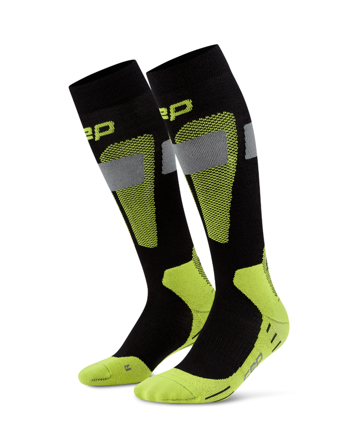 CEP Ski Merino Skisokken 3.0 - zwart/lime